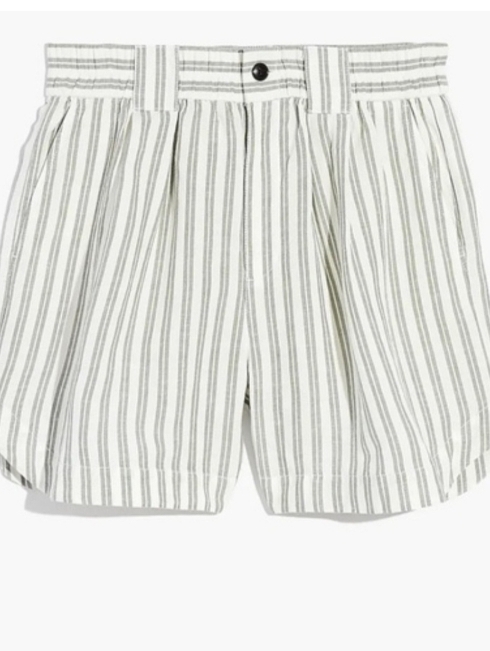 Madewell Womens Shorts White and Green Striped Linen Size Small Beach Casual
